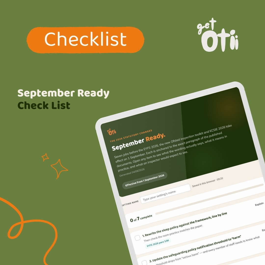 Otii mascot showing a checklist