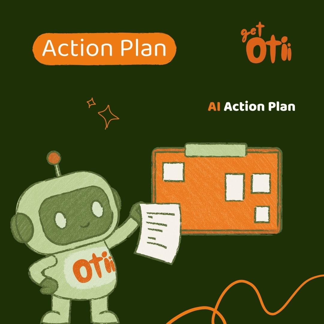 Otii mascot showing on a board